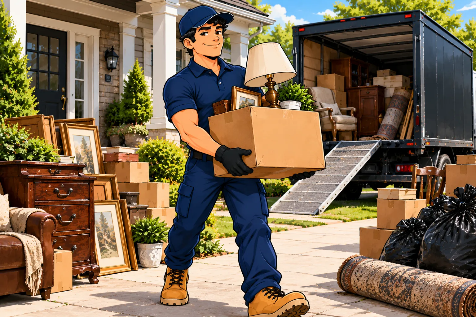 Estate cleanout service in Pennsylvania with professional junk removal worker