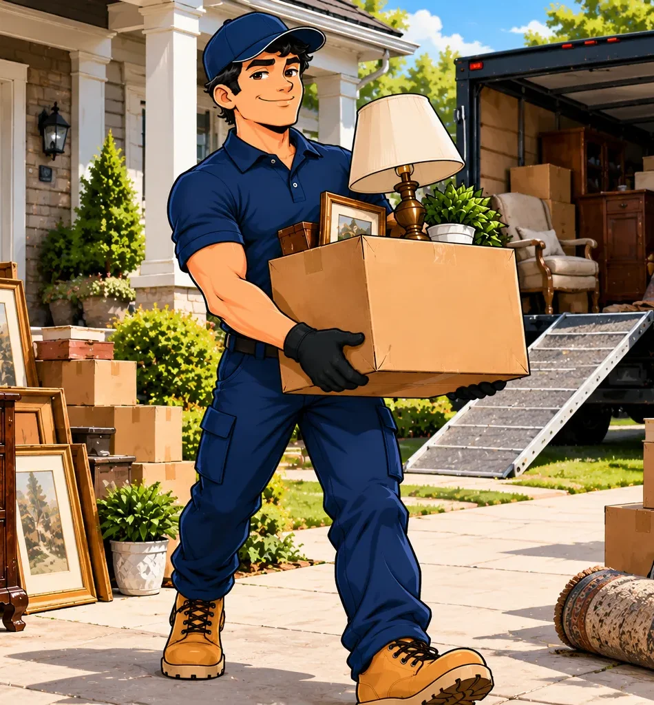 Estate cleanout service in Pennsylvania with professional junk removal worker