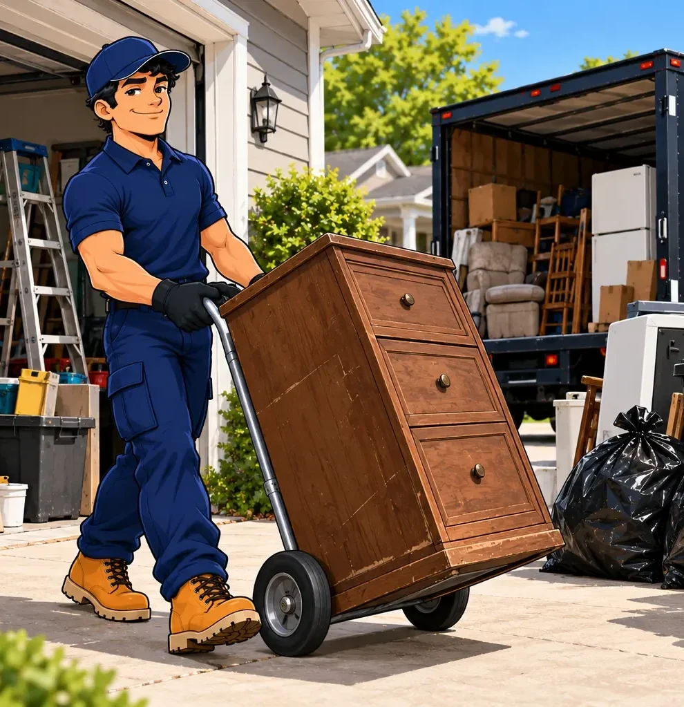 Move-out cleanout service in Pennsylvania with professional junk removal worker